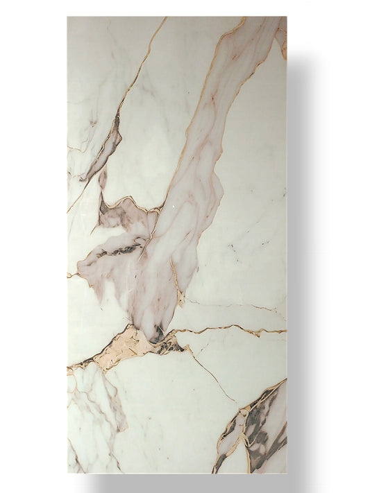 UV Wall Panels – 2.4m x 1.2m x 2.5mm - White Gold Marble Effect