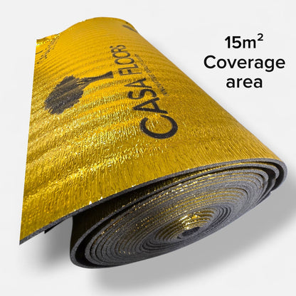 *CASA FLOORS 5mm Gold Laminate & Wood Underlay – 15m² Roll