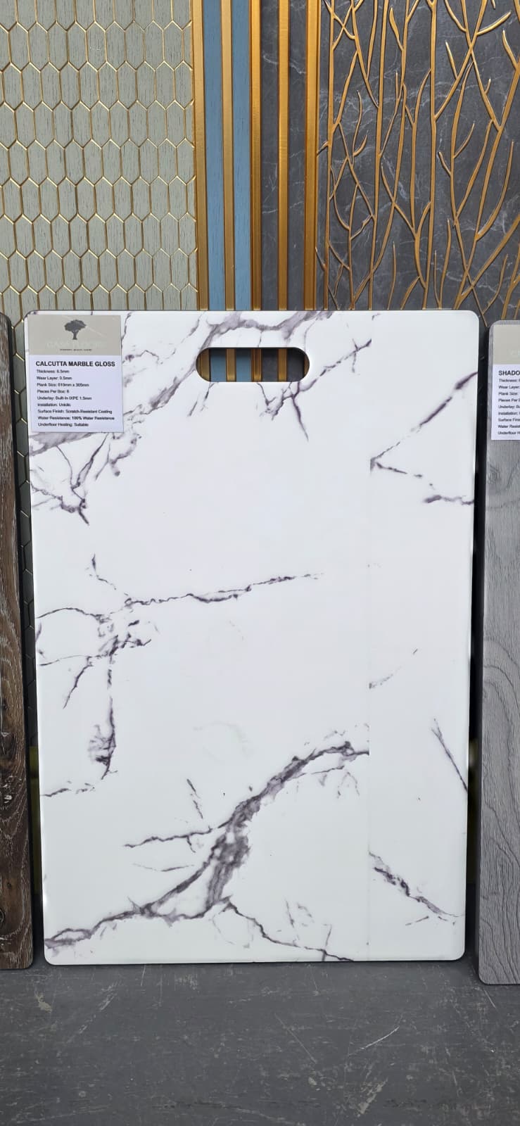 Calcutta Marble Tiles Gloss 6.5mm Thickness - Casa Floors SPC Click Vinyl Floor - 1.4884m²/Pack